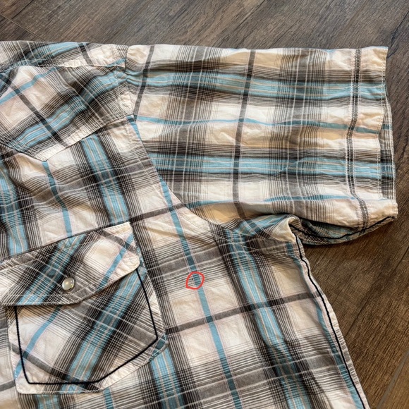 Urban Pipeline XXL Short Sleeve Men's Casual Plaid Shirt Pearl Snaps Plaid Blue - Picture 5 of 13